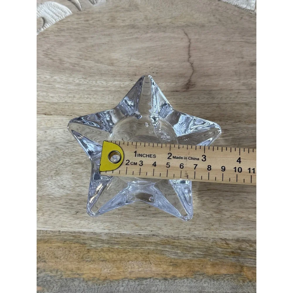 Clear Glass‎ Star Taper Candle Holder Celestial Five Point Star Tabletop Decor